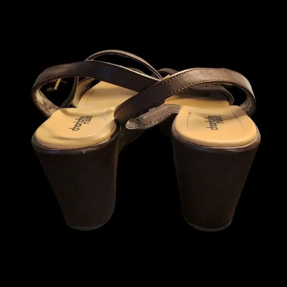 Charlotte Russe Platform Sandals SZ 8  Chunky Leather Y2K Chocolate Boho Western